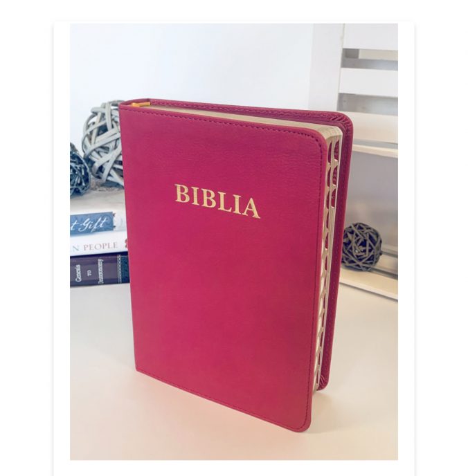 biblia medie roz de lux