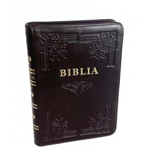 biblie medie, index,piele,fermoar.