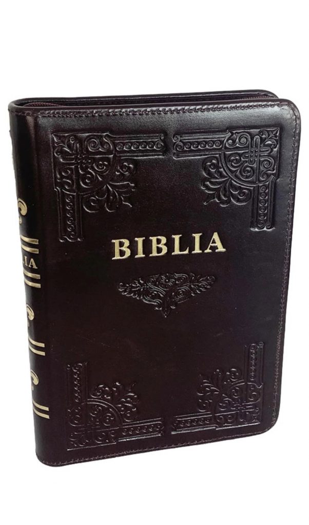 biblie medie , piele, fermoar,index