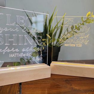ornamente luminat de cristal cu verset biblic
