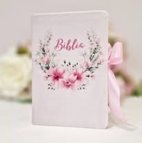 Biblia handmade, model 10, coperta de catifea, flexibila, cu panglică, marime medie, margini aurii, index, cuv. lui Isus cu rosu