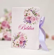 Biblia handmade, model 9, coperta de catifea, flexibila, cu panglică, marime medie, margini aurii, index, cuv. lui Isus cu rosu