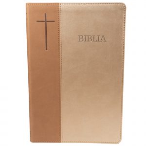 Biblia, Dumitru Cornilescu, piele ecologică, bej, mare, index.