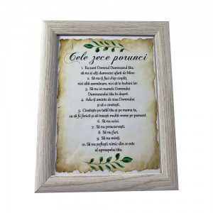 Tablou cu mesaj creștin (23 x 17 cm) - "Cele 10 porunci"