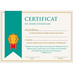 5 x Certificat de Binecuvantare copii