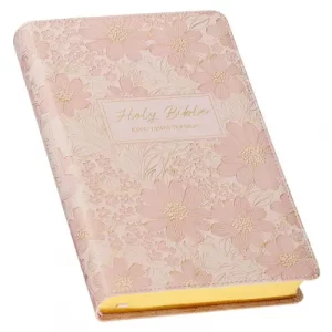 Pale Pink Floral Faux Leather King James Version Deluxe Gift Bible with Thumb Index