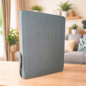 Biblia de studiu inductiv (trad. D. Cornilescu), piele naturala, gri închis, fermoar