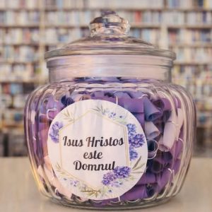 Borcan cu versete , nuanta de mov/albastru